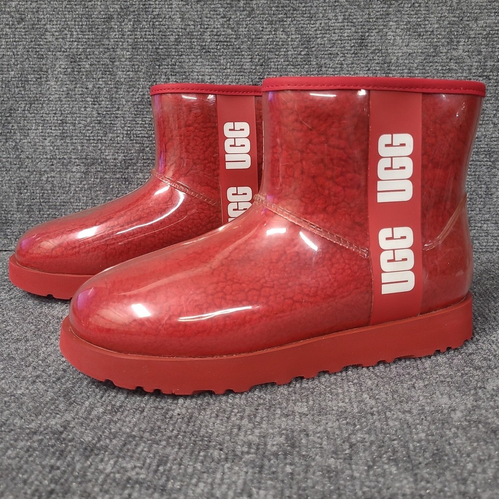 UGG Women's Classic Clear Mini Boots Samba Red Size 8 Waterproof Winter 1113190